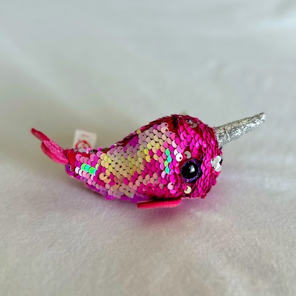 Ty Pink Sequins Nelly Narwhal - Picture 1 of 3